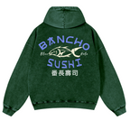 Bancho Sushi Vintage Washed Cotton Back Art Hoodie