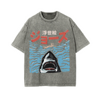 Ukiyoe Jaws Shark Vintage Wash Japanese Design T-Shirt