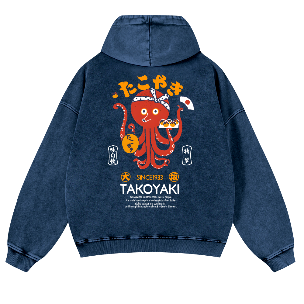 Takoyaki Octopus Vintage Washed Cotton Back Art Hoodie