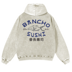 Bancho Sushi Vintage Washed Cotton Back Art Hoodie