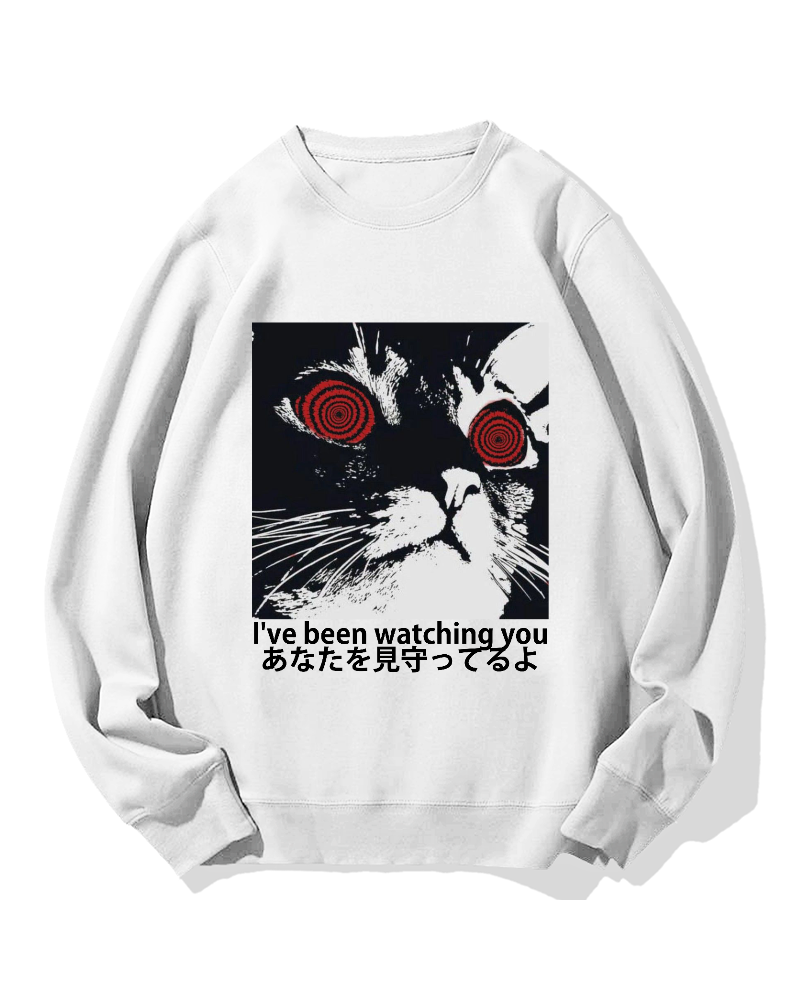Cat is watching you Cotton Sweatshirt