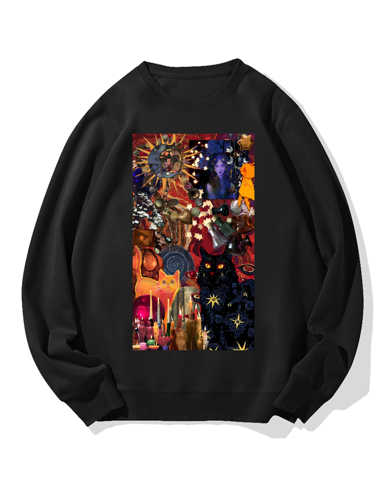 Mysterious Cat Cotton Sweatshirt