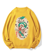 Japanese White Dragon Cotton Sweatshirt