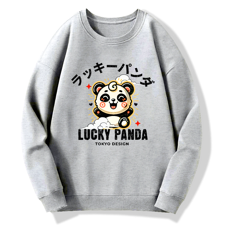 Lucky Panda Cotton Pullover Sweatshirt