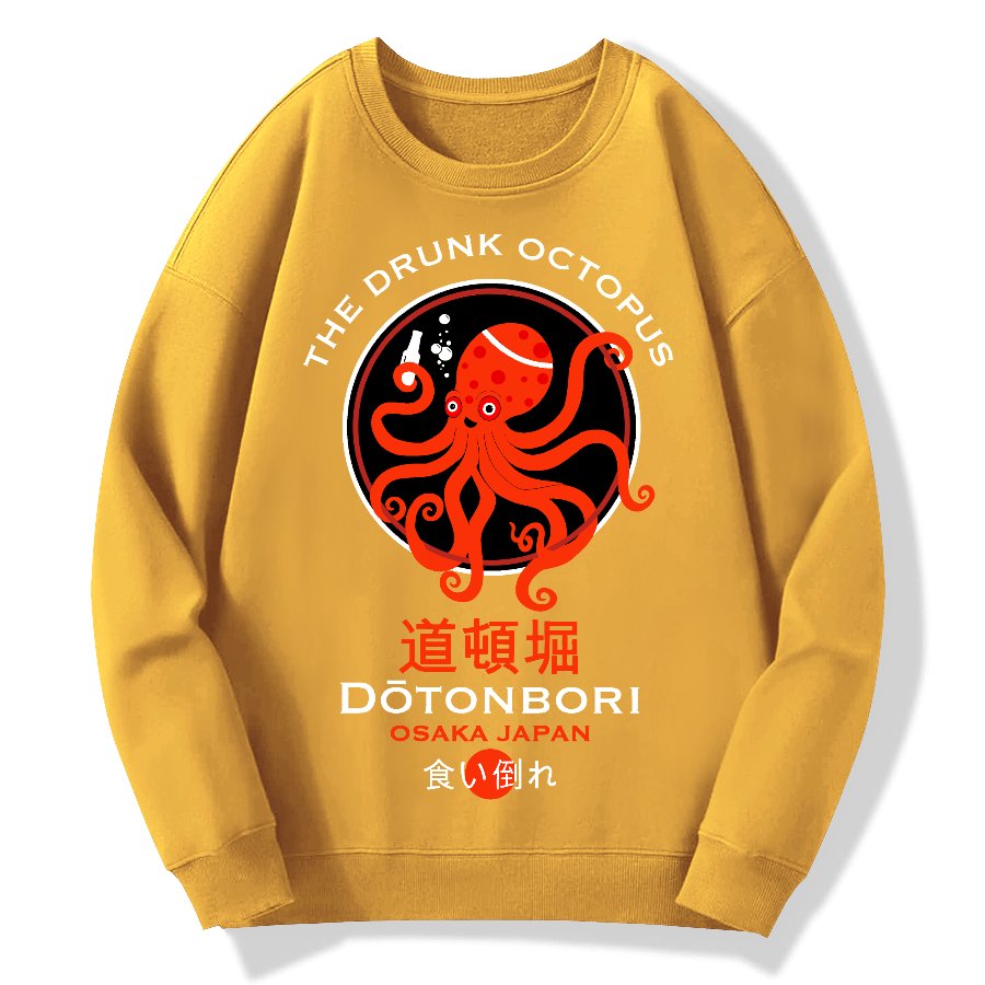 Japan Osaka Dotonbori Drunk Octpus Cotton Pullover Sweatshirt
