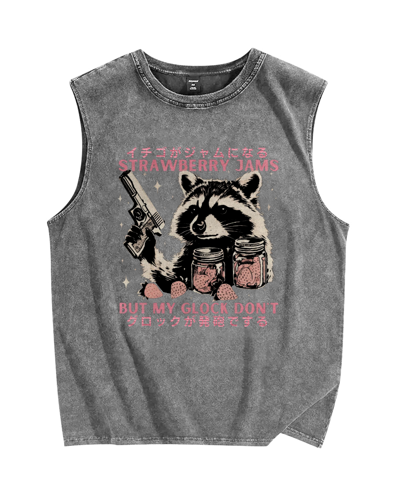 Strawberry Jam and Glock Vintage Distressed Washed Tank Top