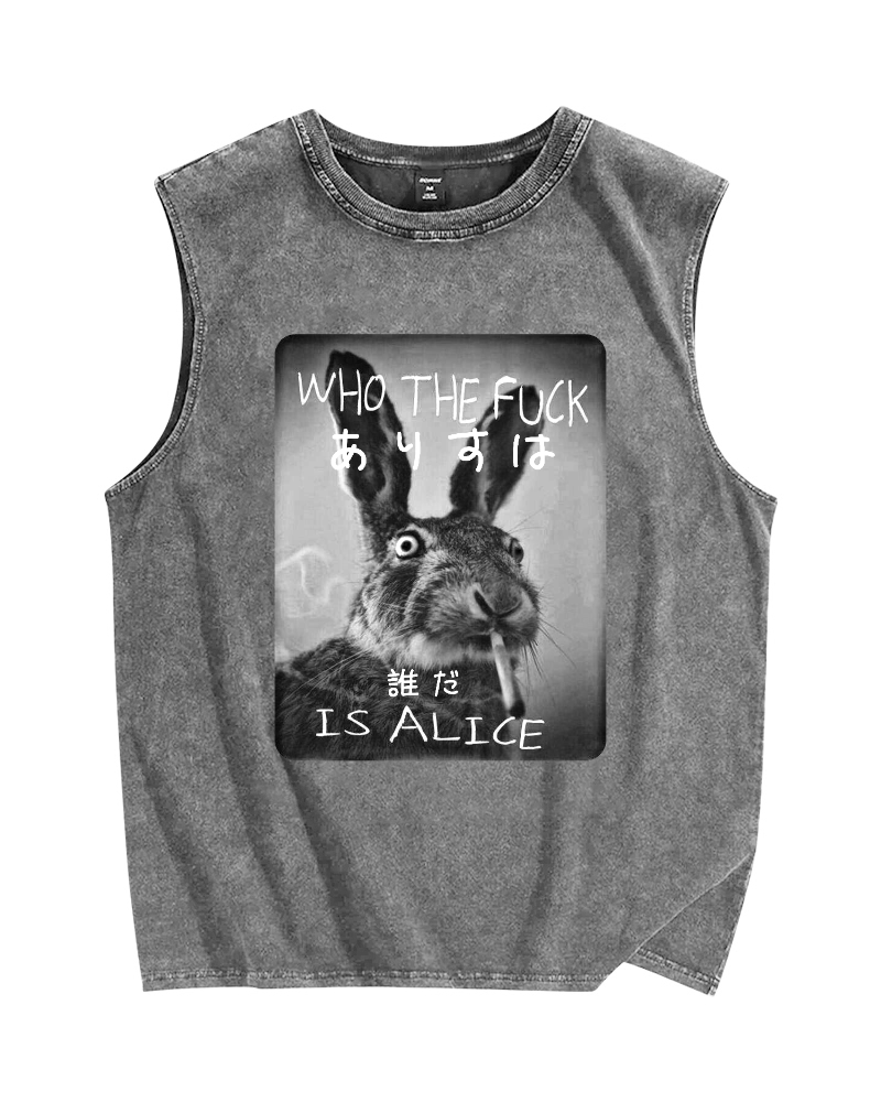 Who Is Alice? Vintage Distressed Washed Tank Top