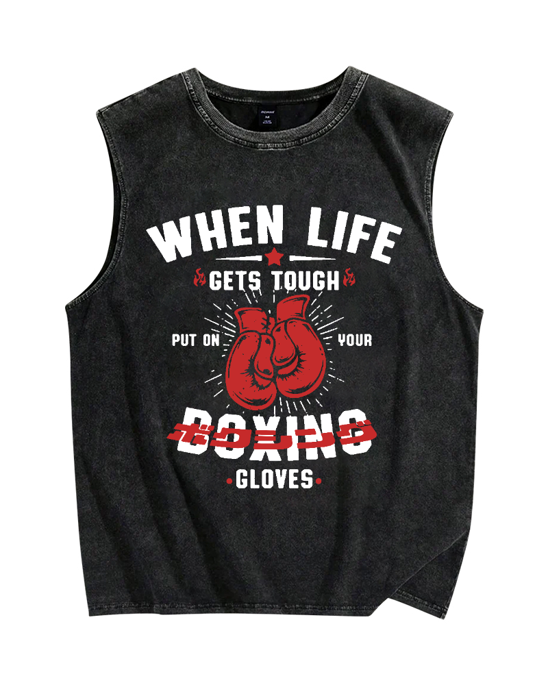 Boxing Gloves Vintage Distressed Washed Tank Top