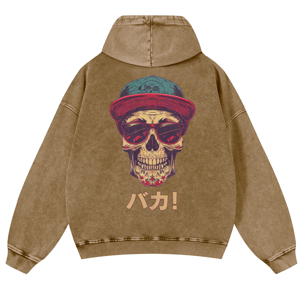 Skull Vintage Washed Cotton Back Art Hoodie