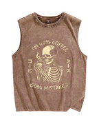 40% Coffee & 60% Mistakes Skull Vintage Distressed Washed Tank Top