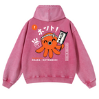 Osaka Dotonbori Takoyaki Vintage Washed Cotton Back Art Hoodie