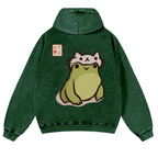 Frog Vintage Washed Cotton Back Art Hoodie