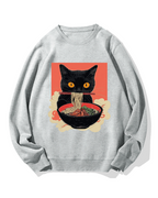 Cat eating ramen Cotton Sweatshirt