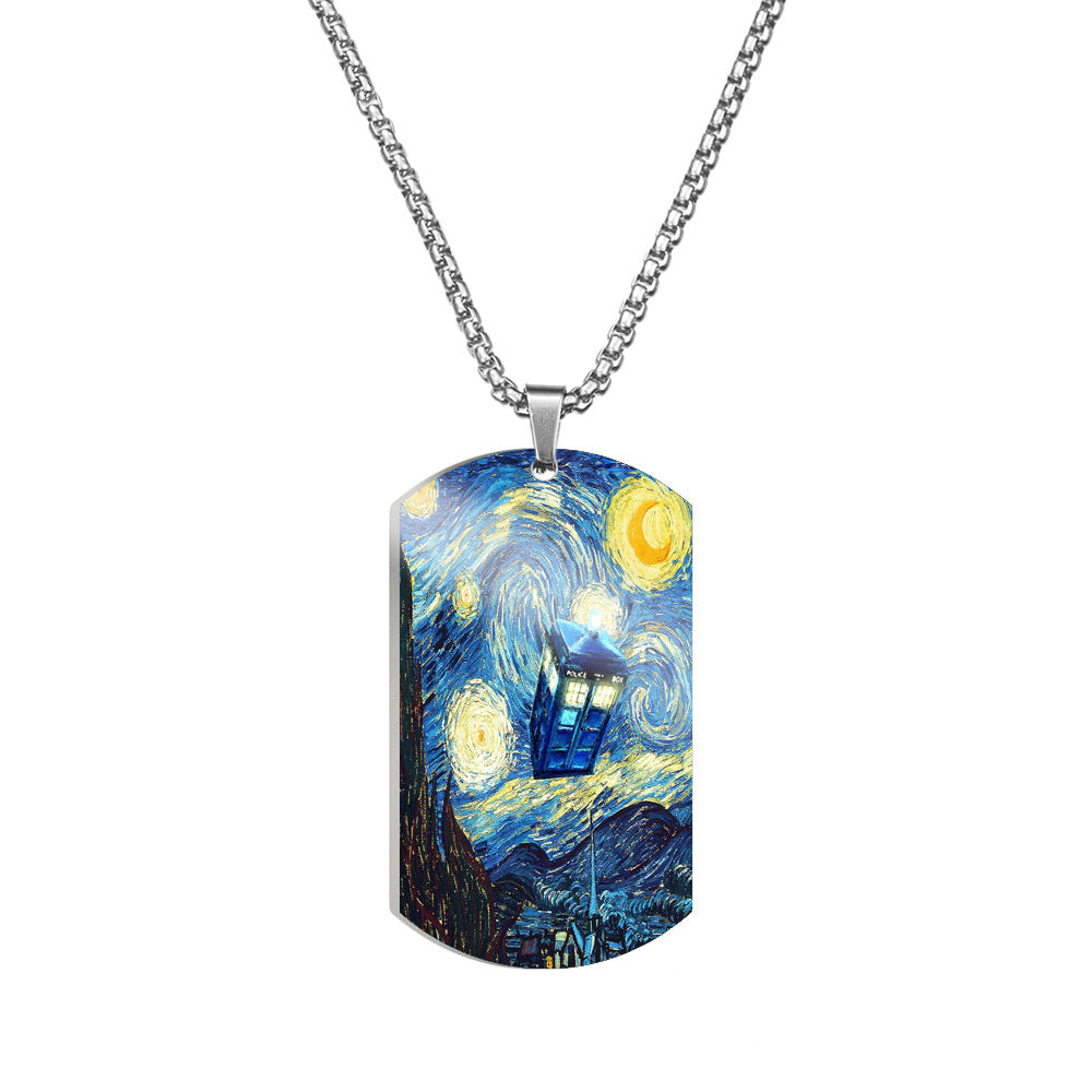 Van Gogh Art Stainless Steel Dog Tag Necklace