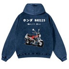 Motorcycle Bike Vintage Washed Cotton Back Art Hoodie