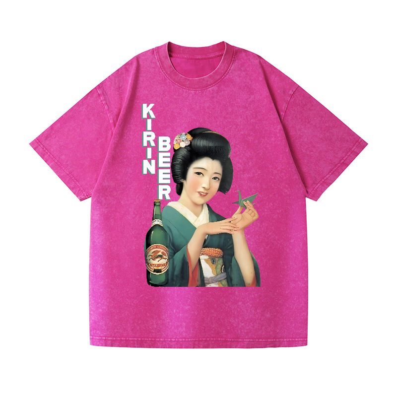 Kirin Beer Vintage Wash Japanese Design T-Shirt