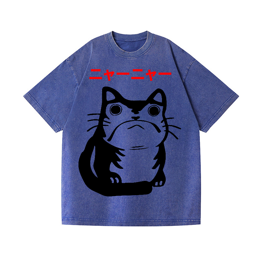 Cat Frog Vintage Wash Japanese Design T-Shirt
