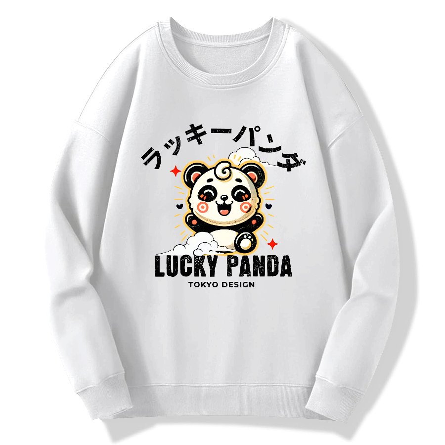 Lucky Panda Cotton Pullover Sweatshirt