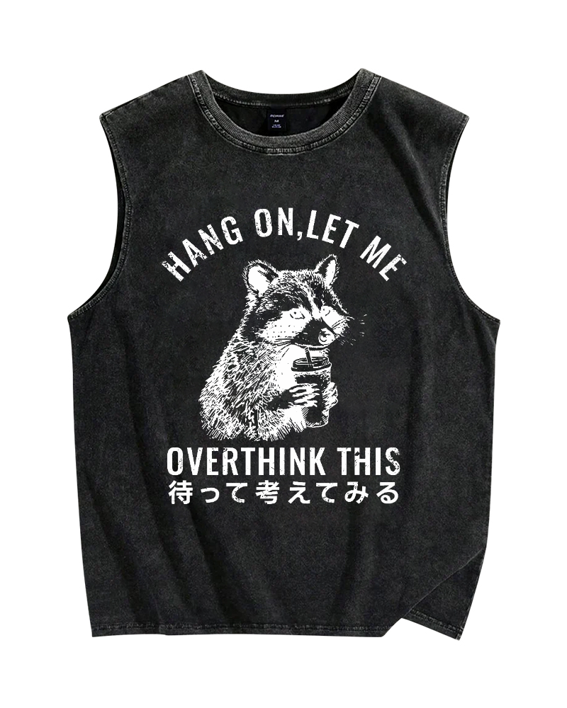 Thinking raccoon Vintage Distressed Washed Tank Top