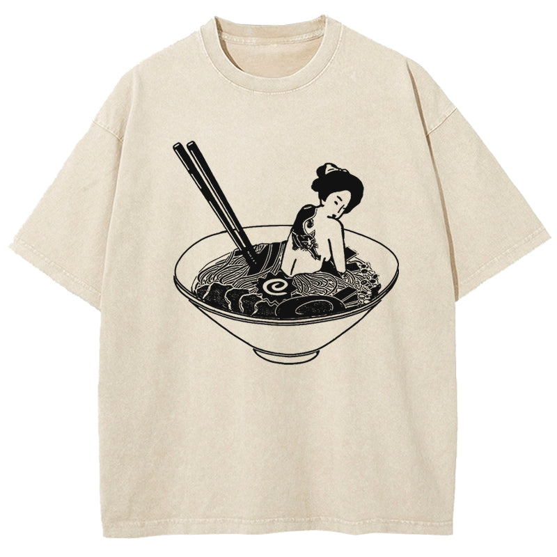 Geisha Tattoo Ramen Washed T-Shirt