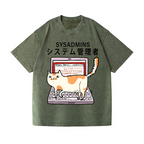 Sysadmins Cat Vintage Wash Japanese Design T-Shirt