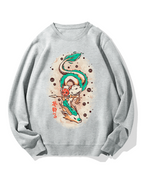 Japanese White Dragon Cotton Sweatshirt