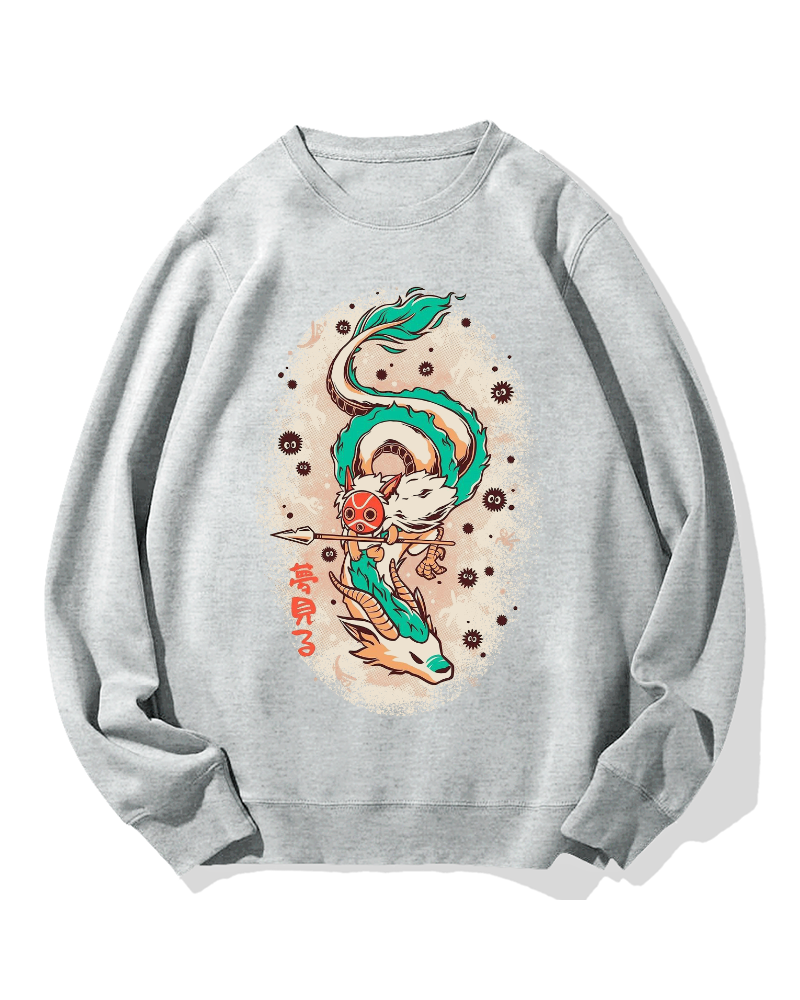 Japanese White Dragon Cotton Sweatshirt