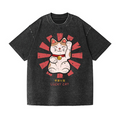 Lucky Cat Vintage Wash Japanese Design T-Shirt