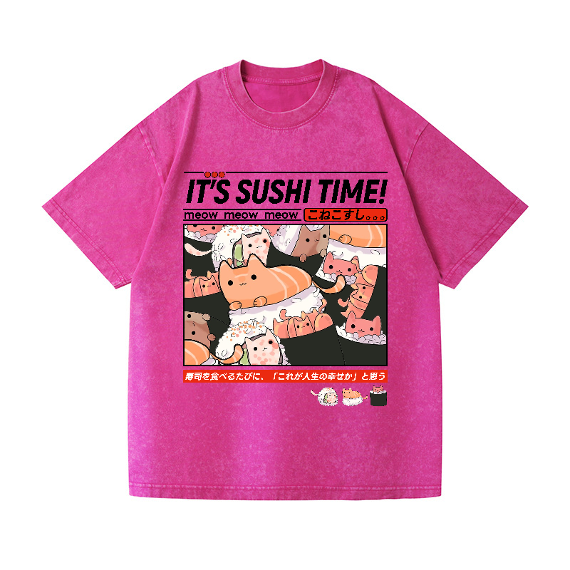 Cat Sushi Vintage Wash Japanese Design T-Shirt