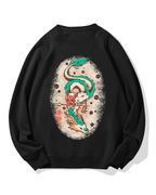 Japanese White Dragon Cotton Sweatshirt