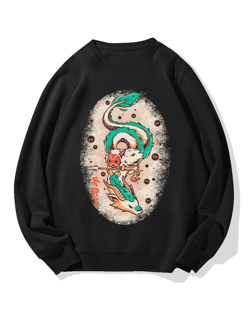 Japanese White Dragon Cotton Sweatshirt