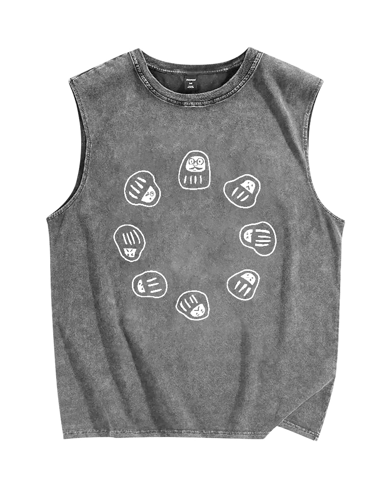 Japan Small Daruma Vintage Distressed Washed Tank Top