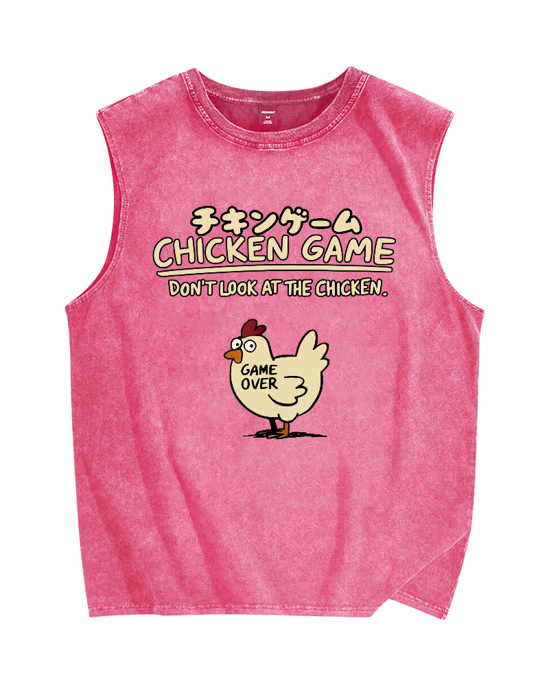 Chicken Game Vintage Distressed Washed Tank Top