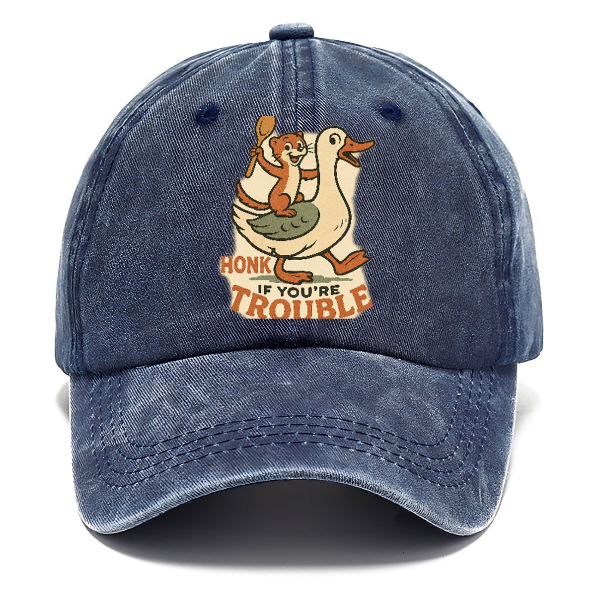 Trouble Cartoon Washed Cap