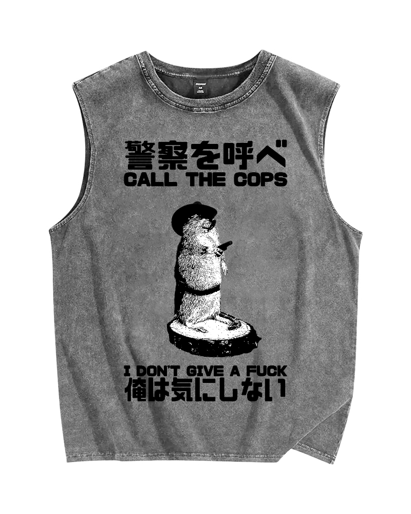 Call the cops I dont care Vintage Distressed Washed Tank Top