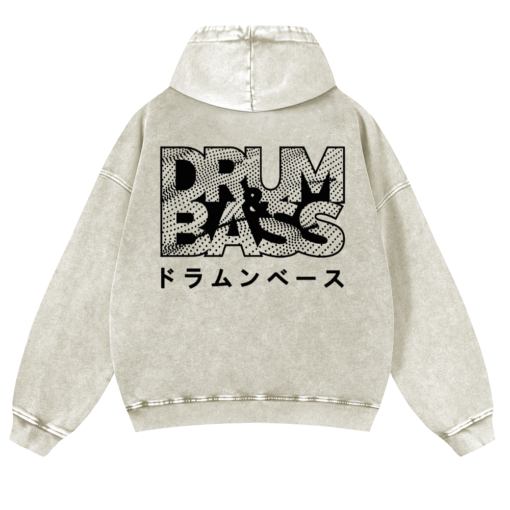 Drum & Bass Vintage Washed Cotton Back Art Hoodie