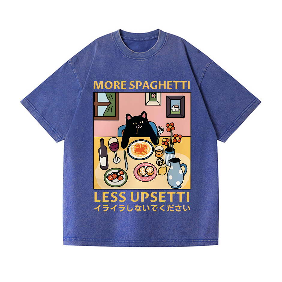 Spaghetti Cat Vintage Wash Japanese Design T-Shirt