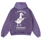 I Choose Violence Duck Vintage Washed Cotton Back Art Hoodie