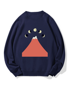 Fuji Mountain Cat Moon Cotton Sweatshirt