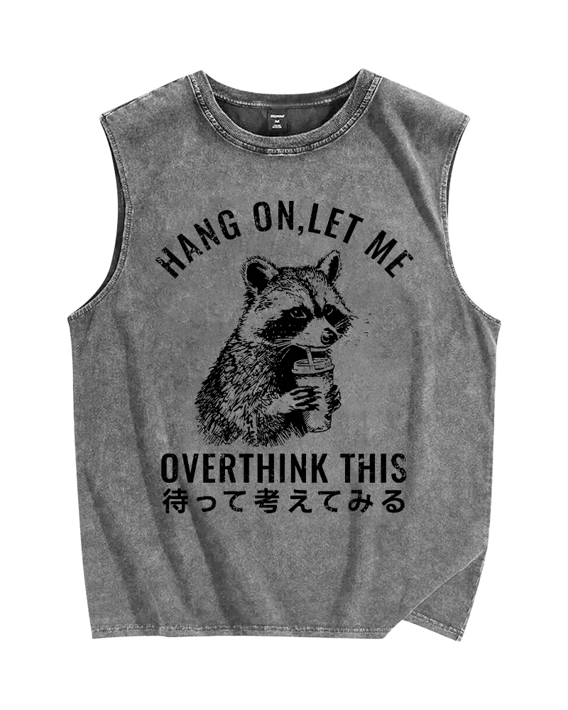 Thinking raccoon Vintage Distressed Washed Tank Top