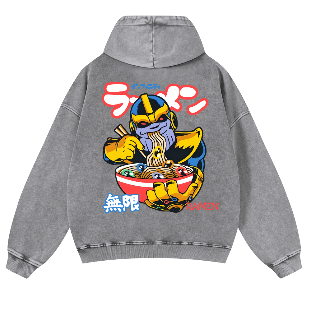 Ramen Hero Vintage Washed Cotton Back Art Hoodie