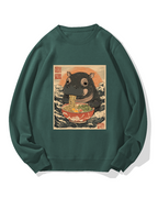 Hippo eating ramen Cotton Sweatshirt