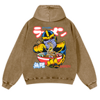 Ramen Hero Vintage Washed Cotton Back Art Hoodie