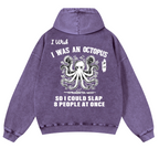 Octopus Vintage Washed Cotton Back Art Hoodie
