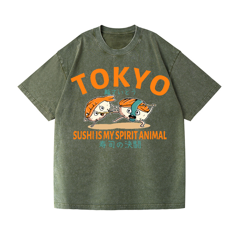 Sushi Vintage Wash Japanese Design T-Shirt