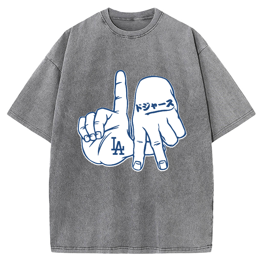 LA  Sign & Baseball Vintage Washed T-shirt