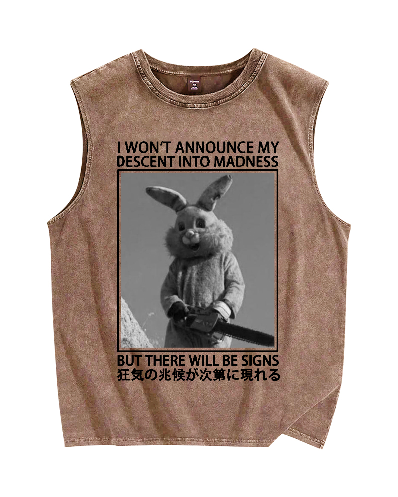 Rabbit Goes Into Madness Vintage Distressed Washed Tank Top