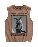 Rabbit Goes Into Madness Vintage Distressed Washed Tank Top