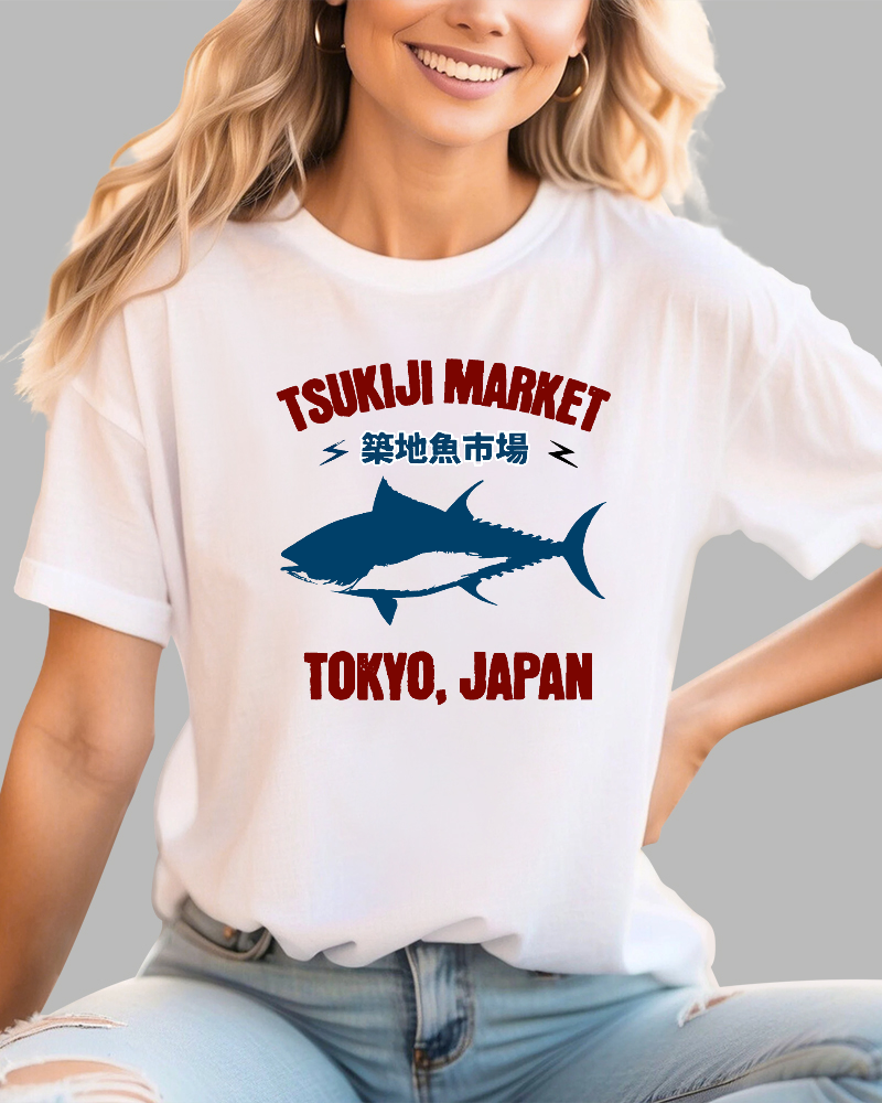Seafood and Fish Market Cotton casual T-shirt