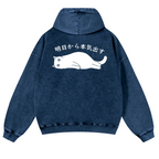 Cat Vintage Washed Cotton Back Art Hoodie